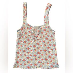 🌸American Eagle Outfitters Women’s Ribbed Floral Tank Top - Size Medium